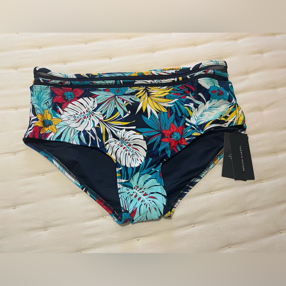 Tropical Floral High-Waisted Bikini Bottom by Tommy Hilfiger—NWT